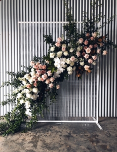 Sustainable and unique backdrops for events. Eco-friendly and zero waste gorgeous backdrops with dry flowers and plants. Beautiful square wedding backdrop.